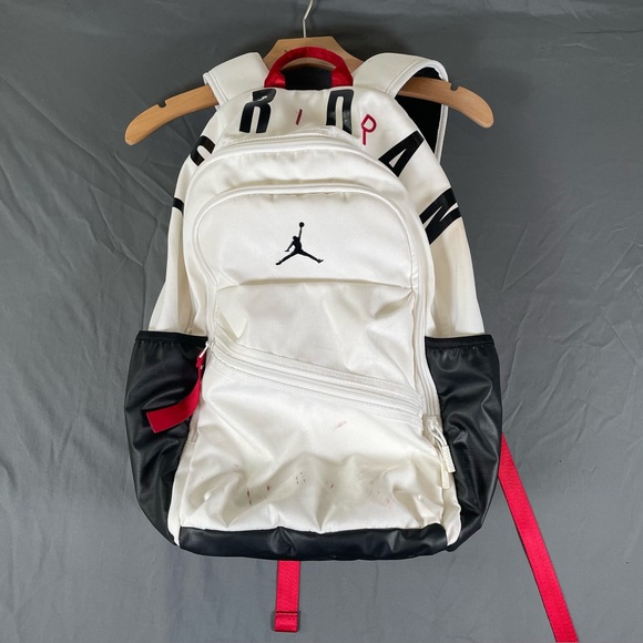 Jordan Jam Air Patrol Backpack White Nike Jumpman Large Zip Pocket School Ready - Picture 1 of 8